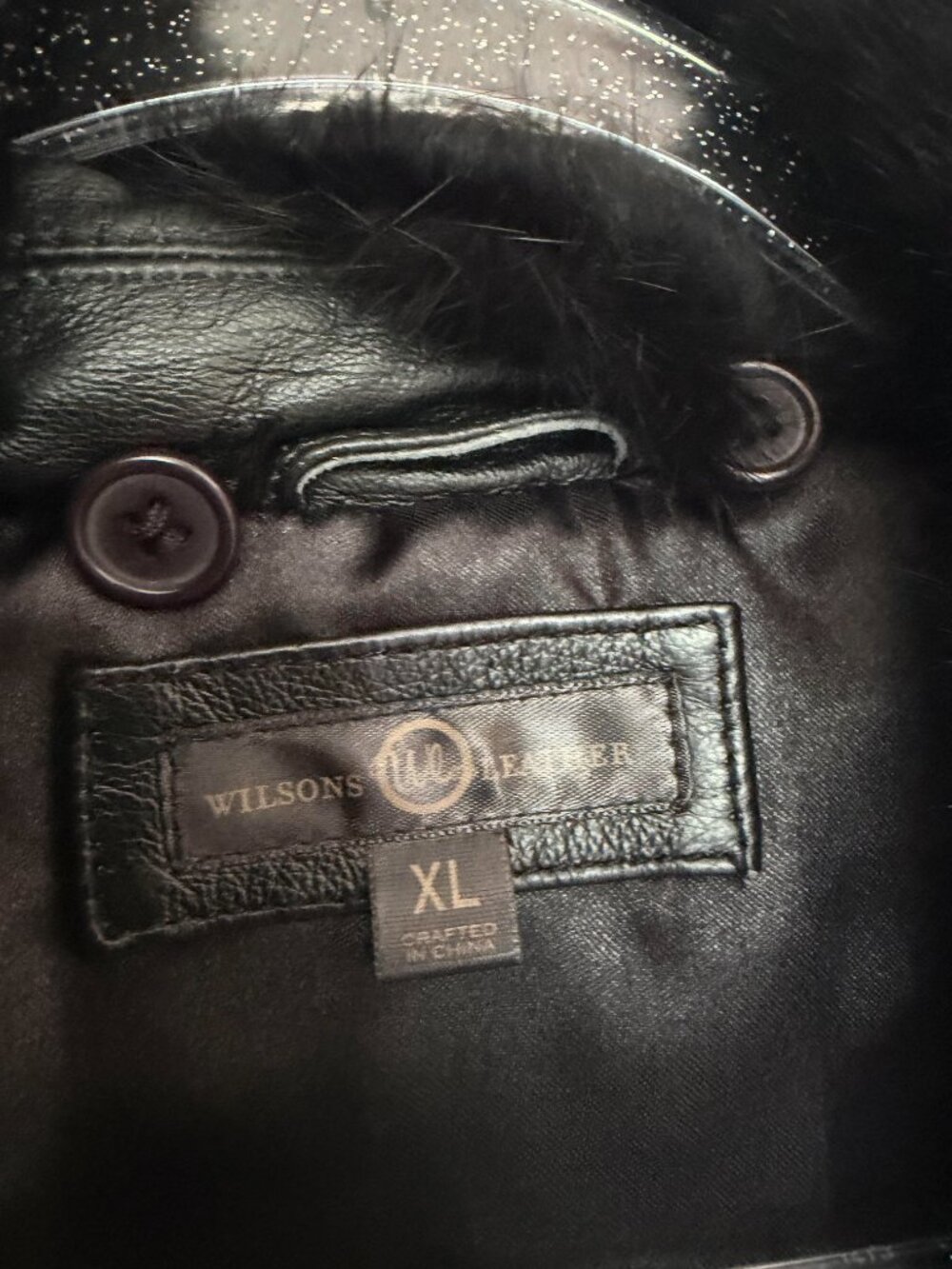 Wilsons Leather Fur Collar Woven Leather Jacket Vintage Edgy Luxury Black - XL - Picture 4 of 9